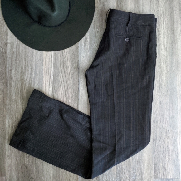 BCBG Max Azria Brown Striped Rayon Blend Pants 2 - Picture 3 of 8